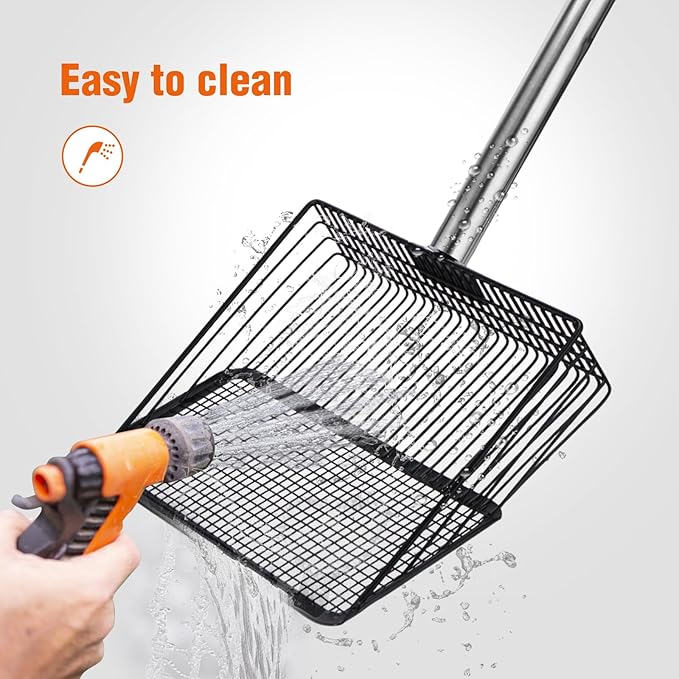 BABORUI 10Inch Large Chicken Poop Scooper, Adjustable Litter Scooper for Chicken, Detachable Stainless Steel Chicken Coop Cleaning Tools, Heavy Duty Poop Shovel for Chicken Coop Accessories