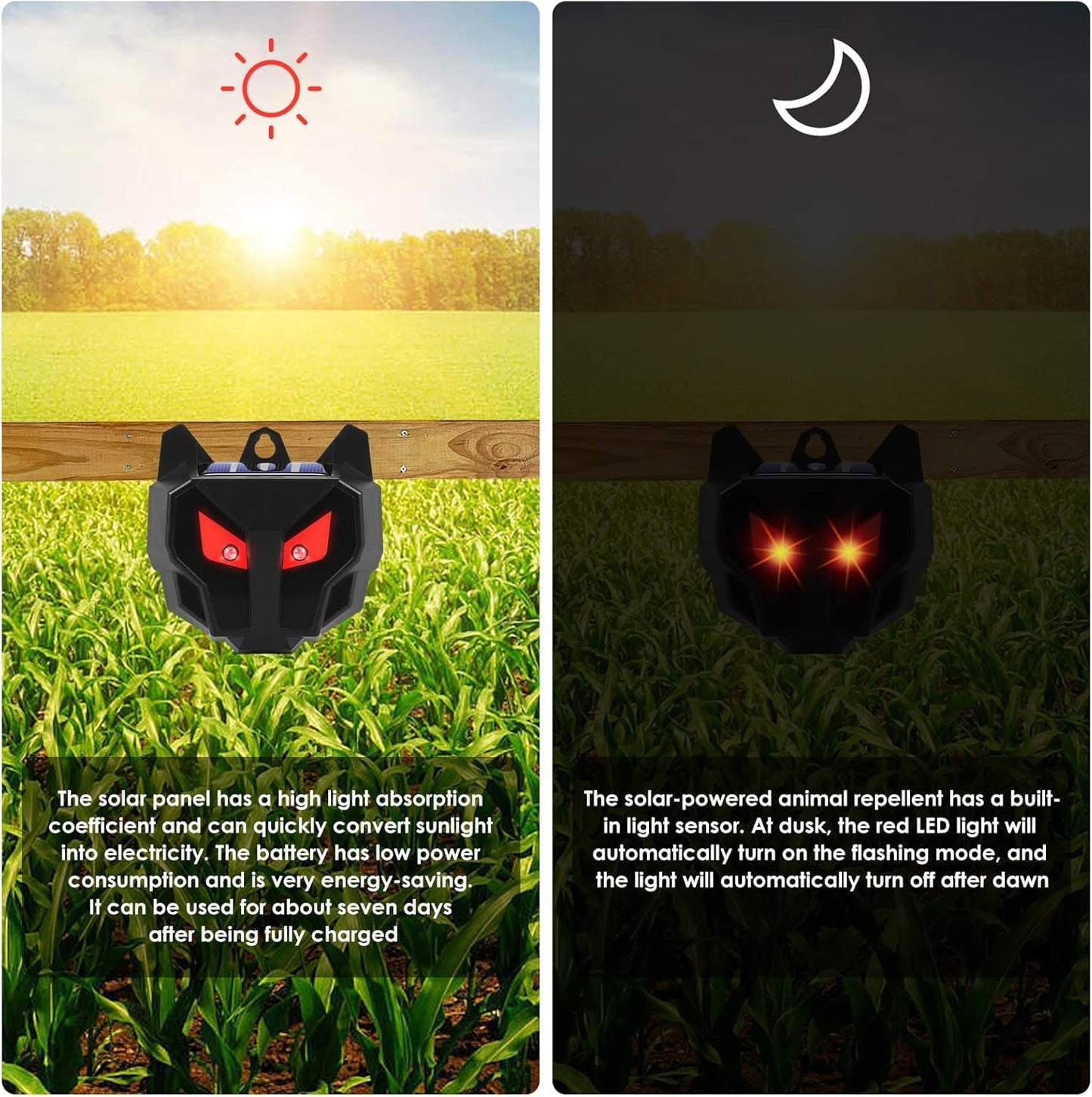 4 Pack Solar Nocturnal Animal Repeller,Predator Lights for Chicken Coop,Racoon Repellent Outdoor Coyote Deterrent Deer Repellent Devices,Effective Predator Deterrent Eyes for Skunk Fox Yard Garden