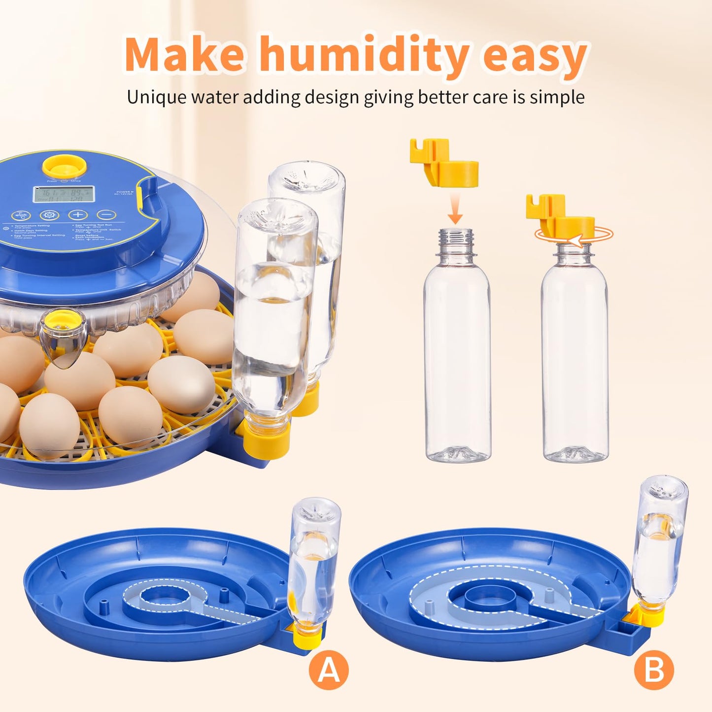 GOORY 18 Egg Incubator with Automatic Temperature & Humidity Control - 360° Observation Window, Digital Display, Auto-Turning - High Hatch Rate for Chicken Ducks Quail Birds
