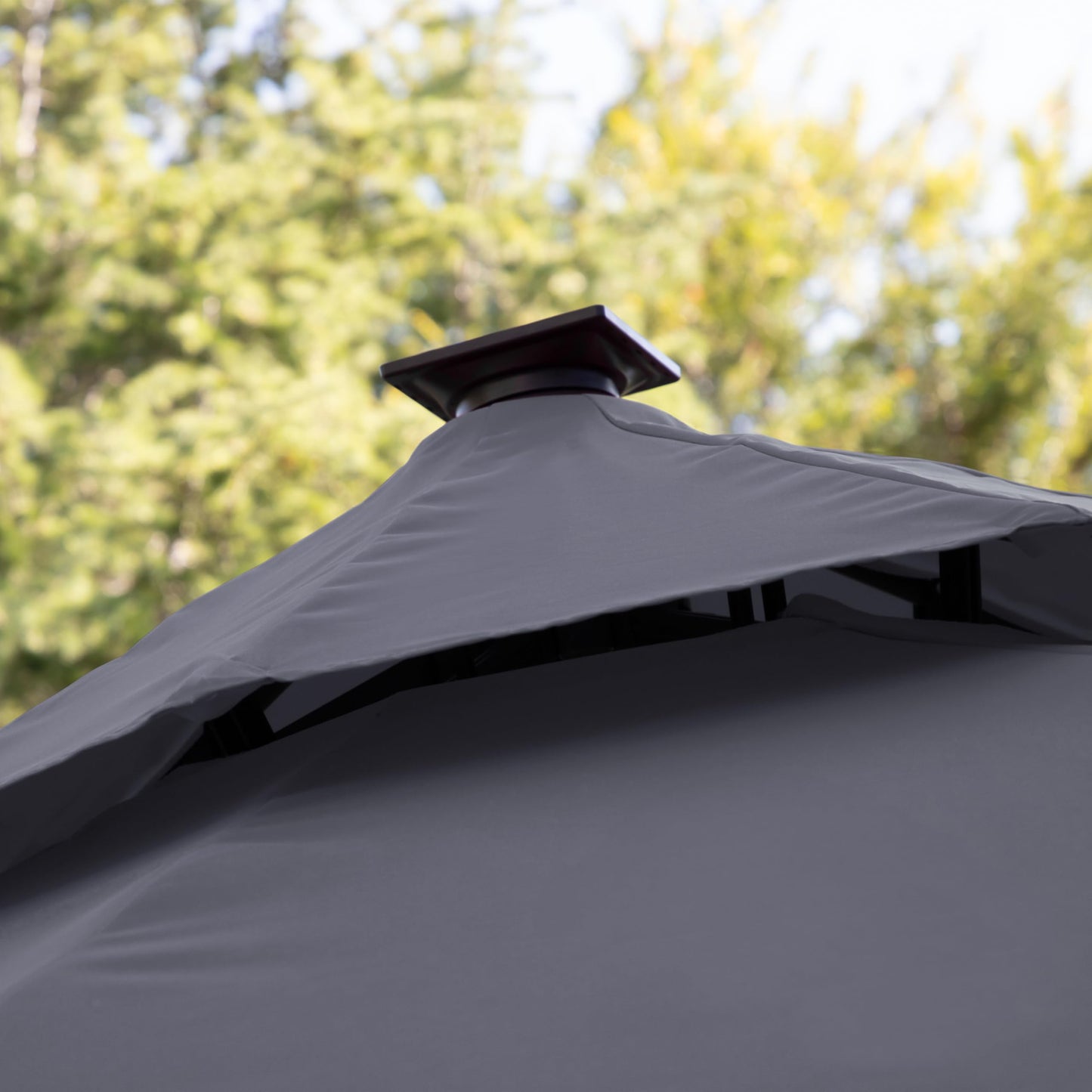 Greemotion Pire 8-foot Cantilever UV-resistant Shade Rotation Tilt Umbrella with Heavy Base and Built-in Solar Panel LED Light for Outdoor, Porch, Pool, Deck, Grey