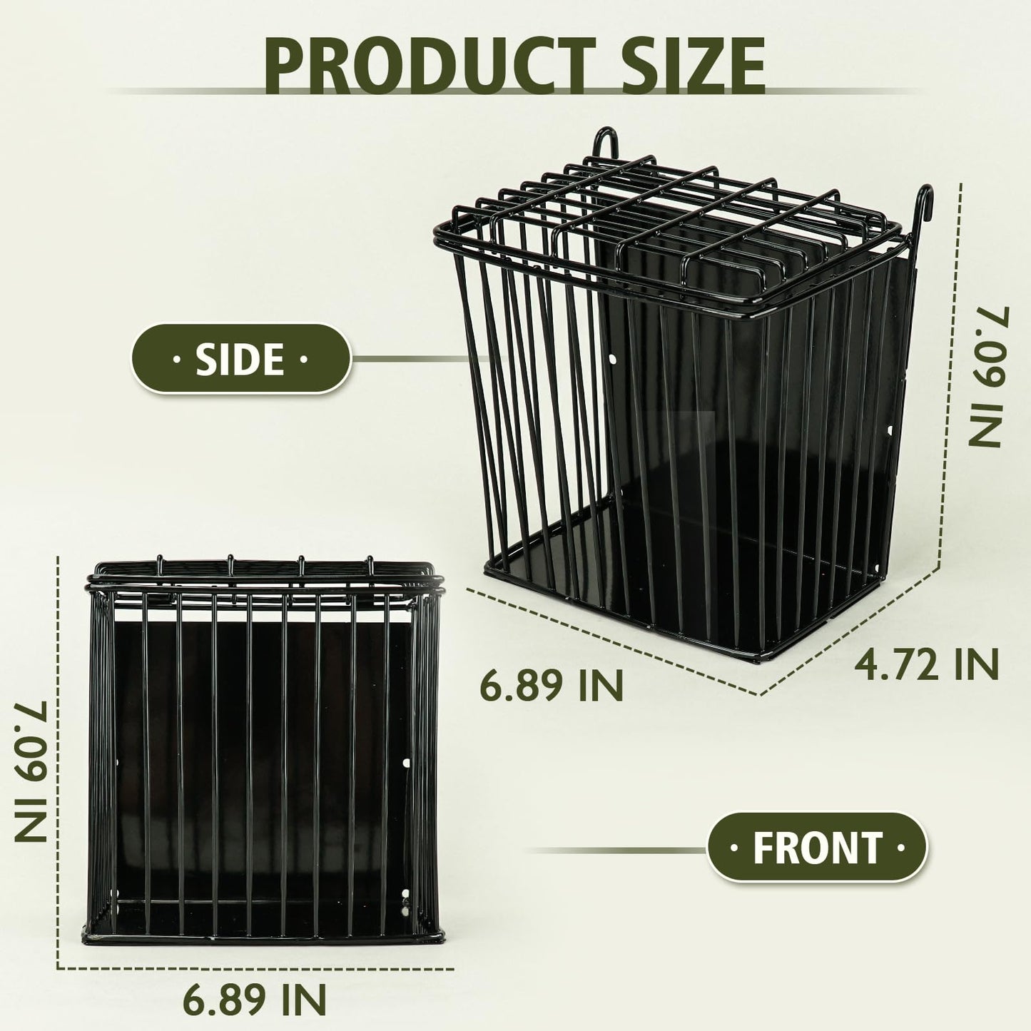 ANDOUNIER New Upgraded Rabbit Hay Feeder,Comes with Lid to Prevent Critters from Jumping in,Metal Frame Hay Rack with Adjustable Hook,for Rabbits Guinea Pigs Bunny Chinchillas Small Animals (Black)
