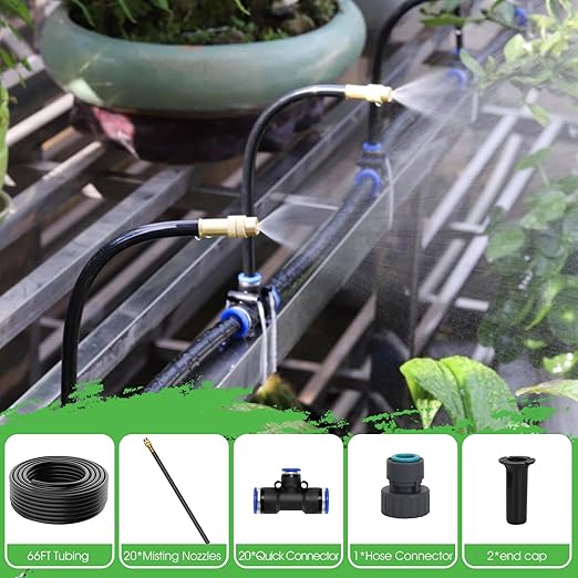 Drip Irrigation Kit, Garden Irrigation System 1/4" Blank Distribution Tubing Watering Drip Kit/DIY Saving Water Automatic Watering System for Garden, Greenhouse, Flower Bed, Patio, Lawn (66ft)
