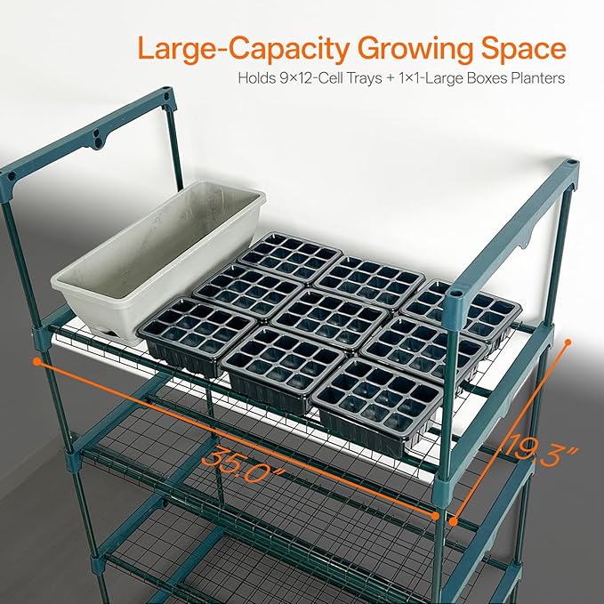 Bstrip Indoor Greenhouse with Grow Light, 4-Tier Mini Green House, 4Pcs Grow Lights for Indoor Plants with Timer, Zippered PVC Grow Tent with Airflow Windows, Indoor Greenhouse Cabinet 35x19.3x63in