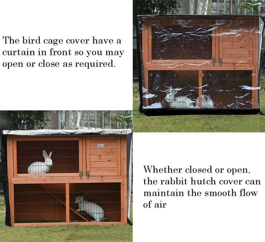 FLR 48" L x 20" D x 41" H Rabbit Hutch Cover 4 FT Double Decker Hutch Dust Cover Waterproof Windproof Rabbit Cage Covers