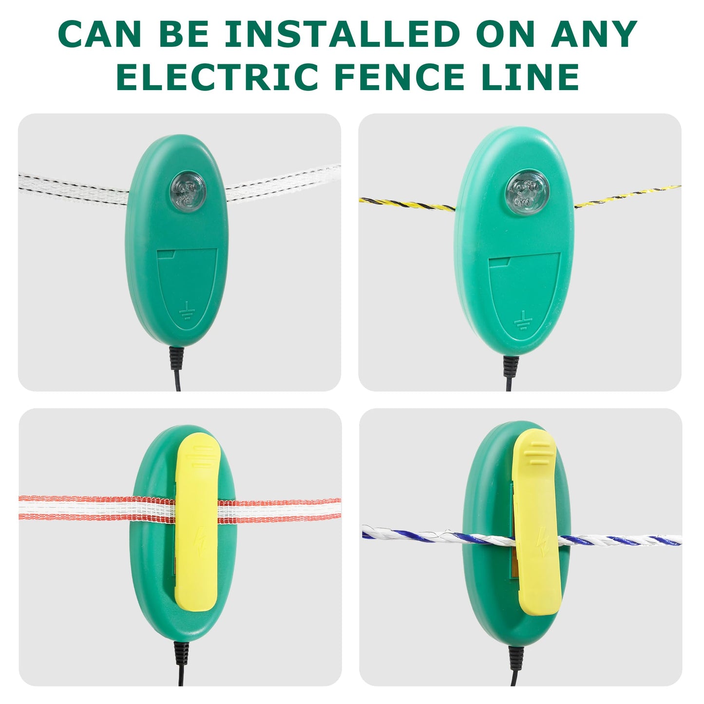 5 Pack Detects Electric Fence Energizer Pulse Flash Signal LED Light | Tester Indicator for pulsed energizers | Alert Device That Clips to Wire or Tape Fences
