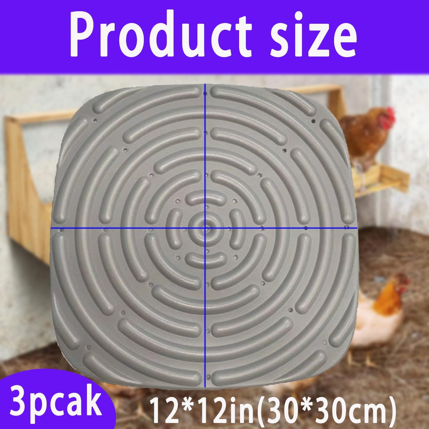 3 Pack Washable Chicken Nesting Pads for Laying Eggs， Nesting Box Pads for Chicken Coop Bedding, Washable Nesting Box Liners for Chicken Laying Boxes, for Hens,Chicken Coop Nest Liners（12"x 12"）