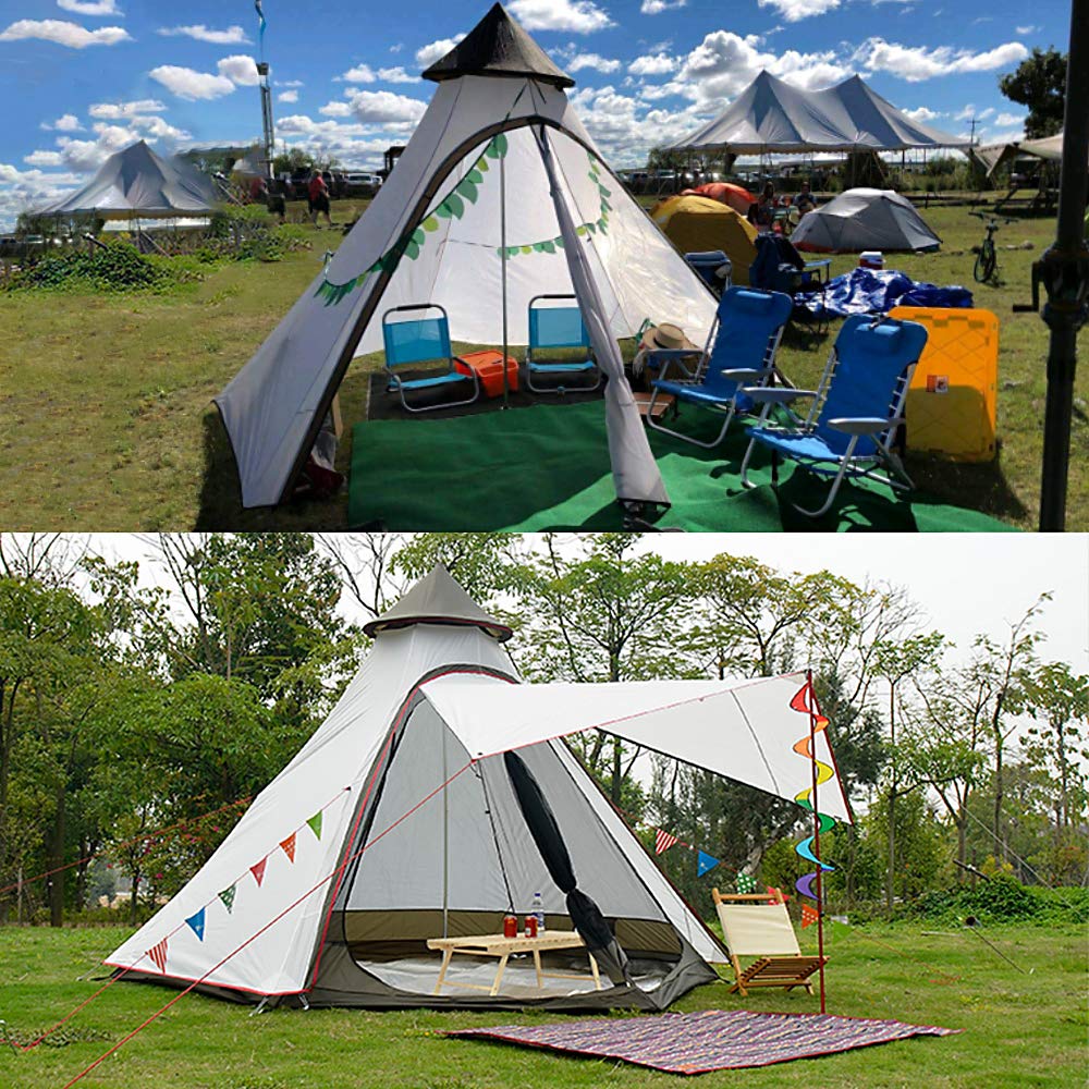 12'x10'x8'Dome Camping Tent 5-6 Person 4 Season Double Layers Waterproof Anti-UV Windproof Tents Family Outdoor Camping Tent(White)