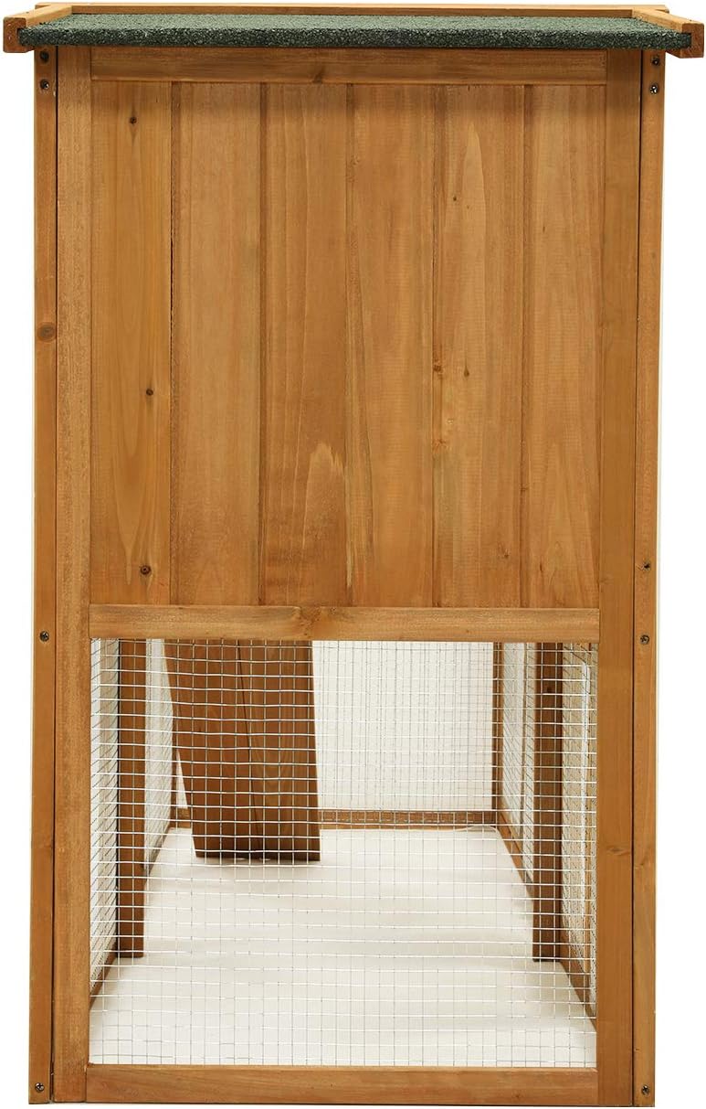 Ogrmar Chicken Coop Large Wooden Outdoor Bunny Rabbit Hutch Hen Cage with Ventilation Door, Removable Tray & Ramp Garden Backyard Pet House Chicken Nesting Box