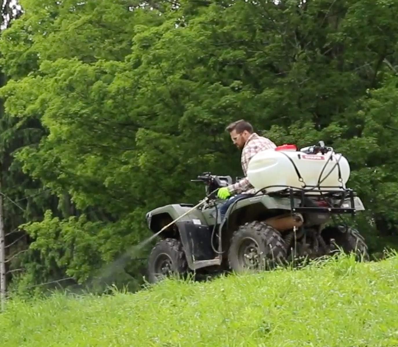 Chapin 97500E Made in The USA 25 Gallon Deluxe Dripless ATV/UTV 12 Volt Mounted Spot Sprayer with 5 Inch Wide Mouth, High Performing 12 V Diaphragm Pump and Filtration System, Translucent White