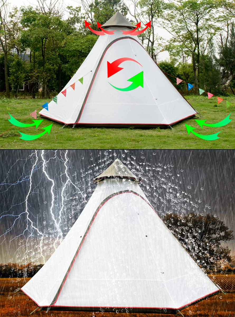12'x10'x8'Dome Camping Tent 5-6 Person 4 Season Double Layers Waterproof Anti-UV Windproof Tents Family Outdoor Camping Tent(White)