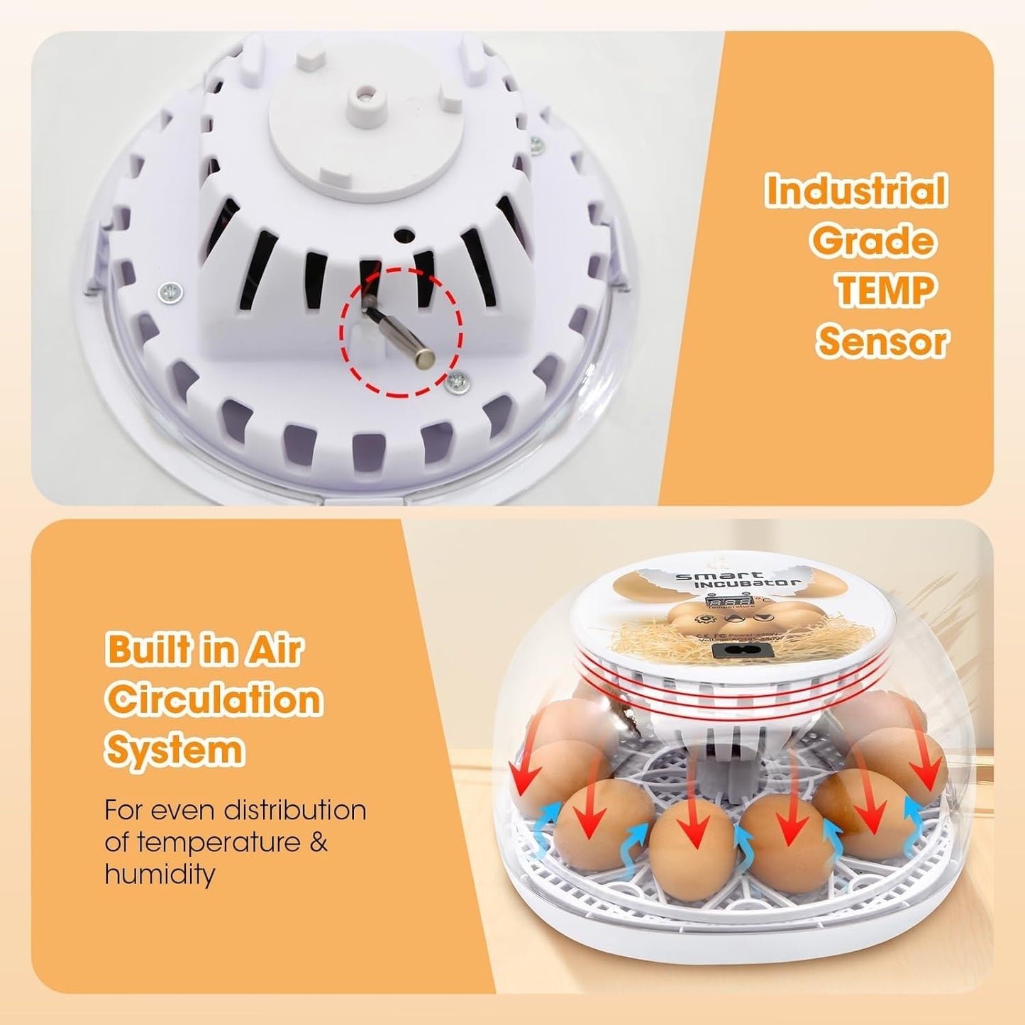 Egg Incubator with Automatic Egg Turning Control, Incubators for Hatching Eggs, Chicken, Ducks, Goose, Pigeon, Quail, Parrot Incubator for Farm, Lab, Science Classroom, Home