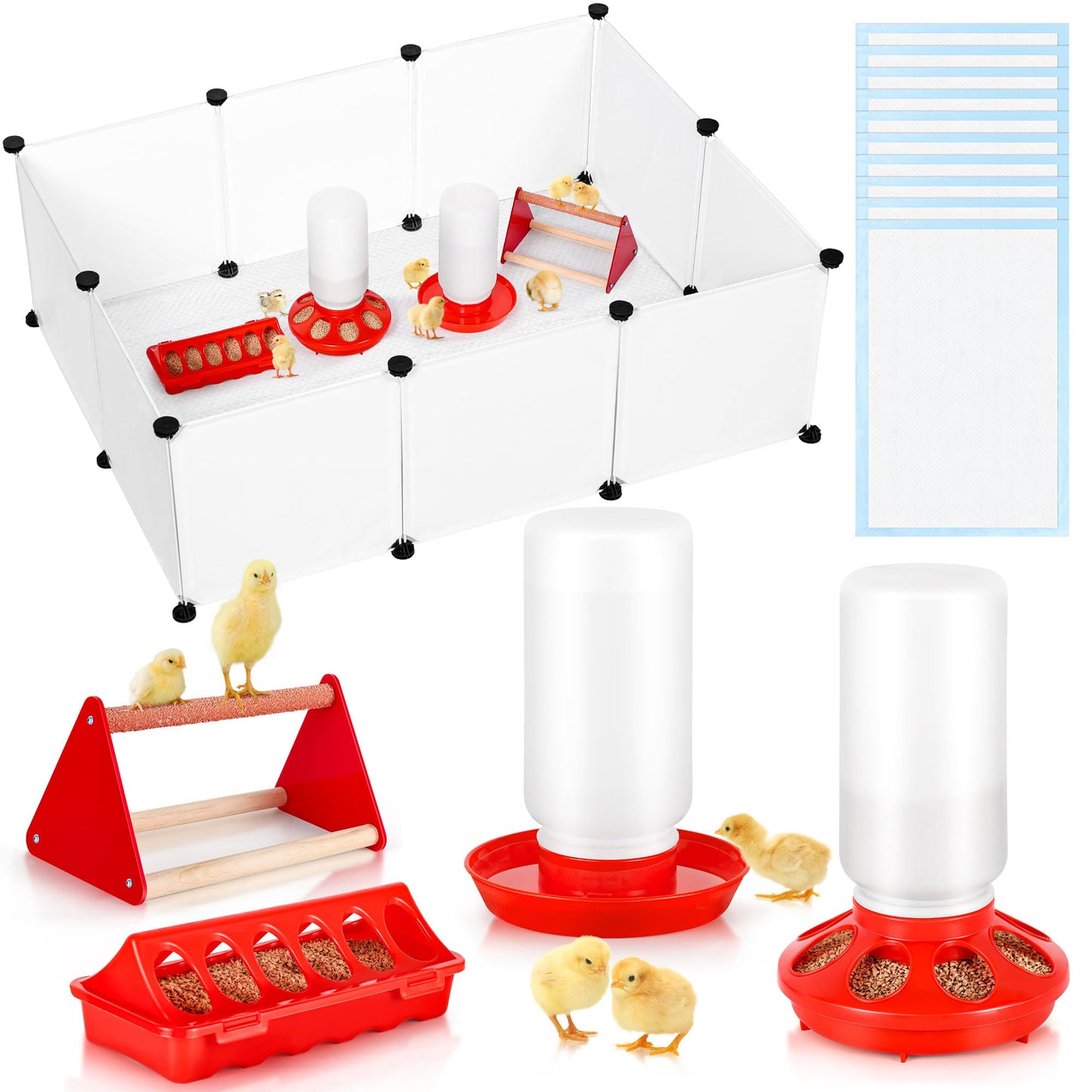 Chicken Brooder Box for Chicks, Brooder Box with Feeder and Waterer, Chick Starter Kit with Chick Perch for Small Poultry Ducks Quail