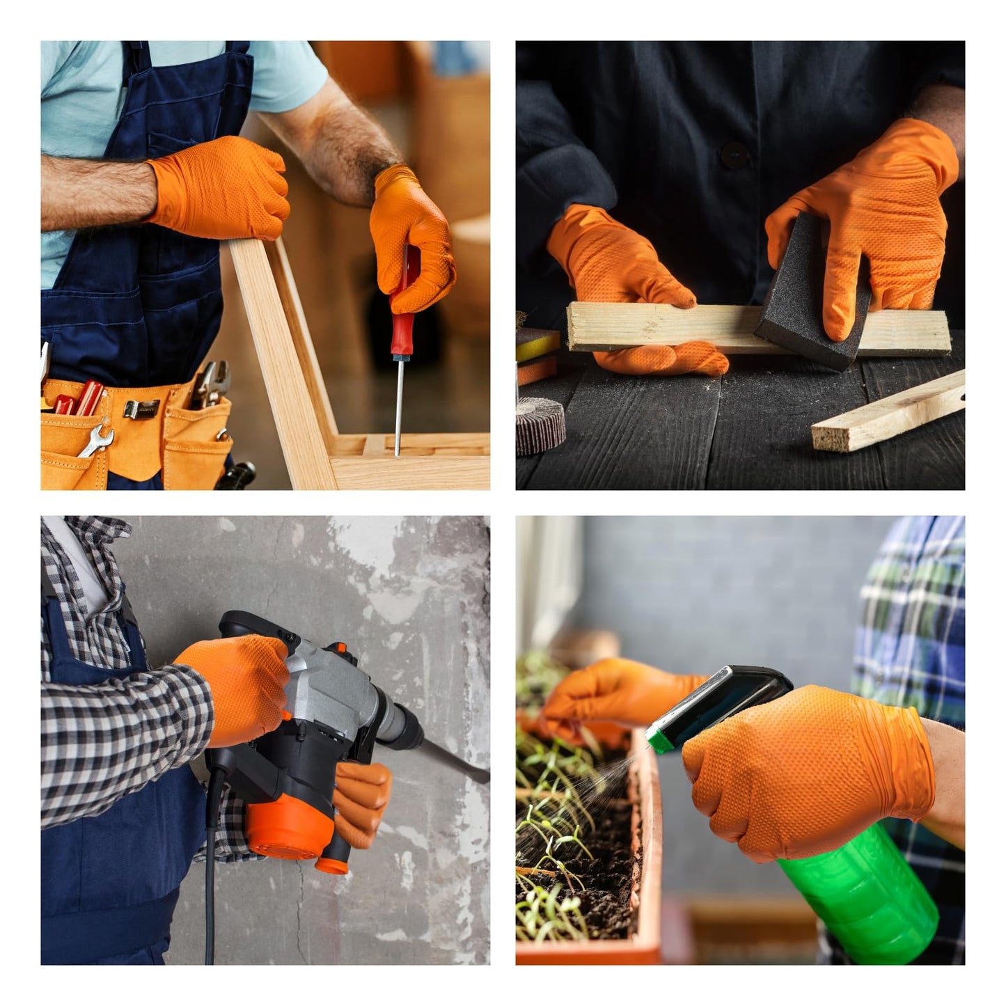 ANBOSON 10 Mil Nitrile Disposable Gloves Heavy Duty Mechanic Gloves Raised Diamond Texture Thick (Orange of 1000, Large)