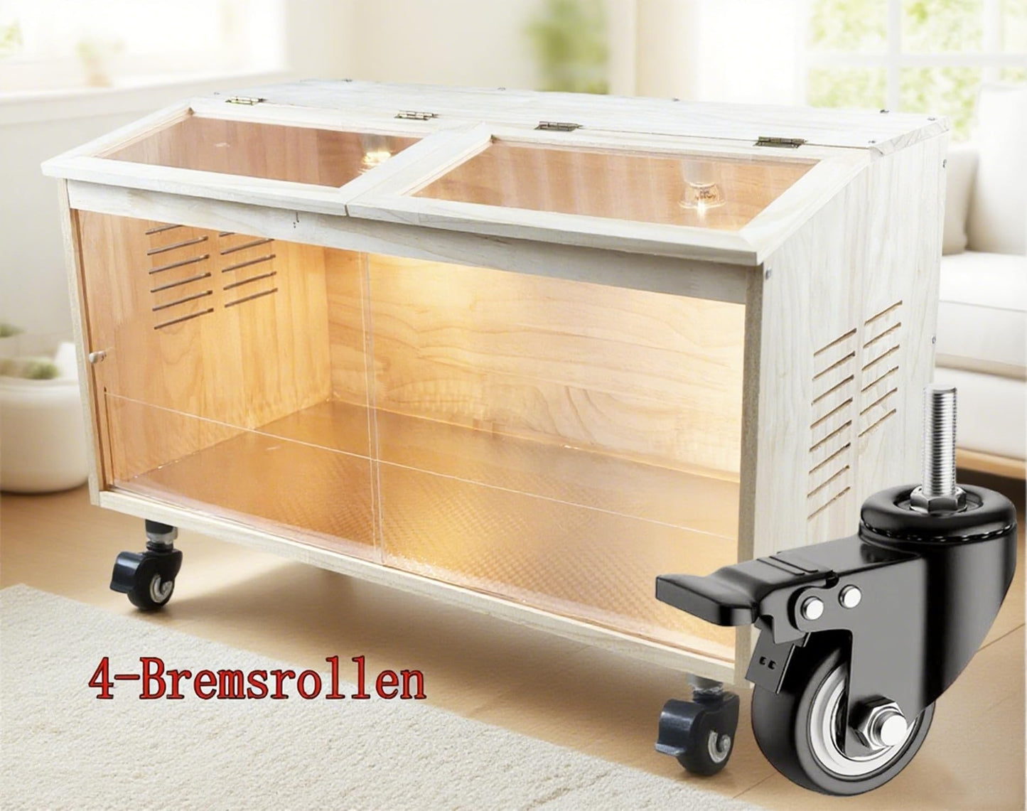 Brooder Box for Chicks Pine Wood Chicken brooder Box with Thermostat & Heating Lamp & Brake Casters，Solid Panels Chick brooder for Chicks, Ducklings, Hamsters, Guinea Pigs - Chew-Proof (40x20x20 in)