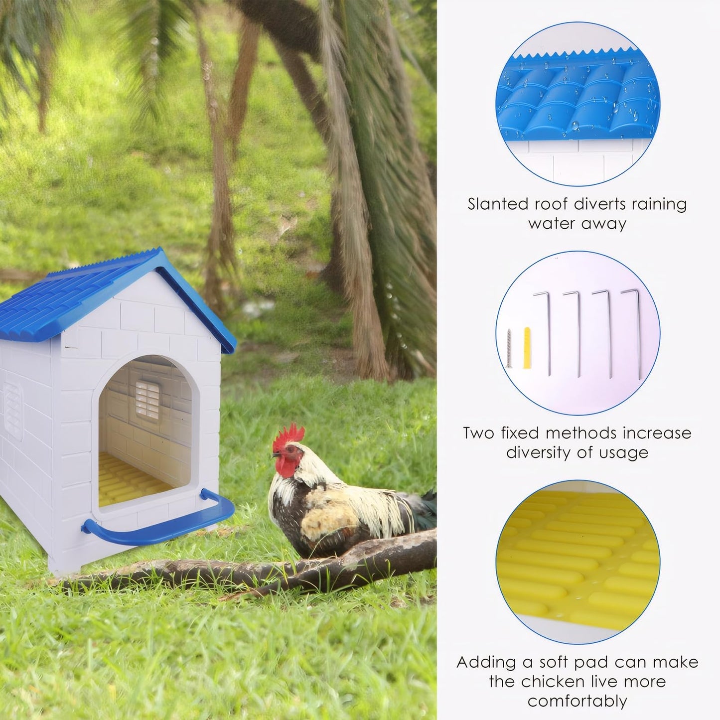 Waterproof Chicken Nesting Box for Laying Eggs - Easy to Assemble, Washable Nesting Pad, Wall or Ground Mounted, Indoor & Outdoor Use for Chicken, Duck, Rabbit, Poultry (1 Pack)