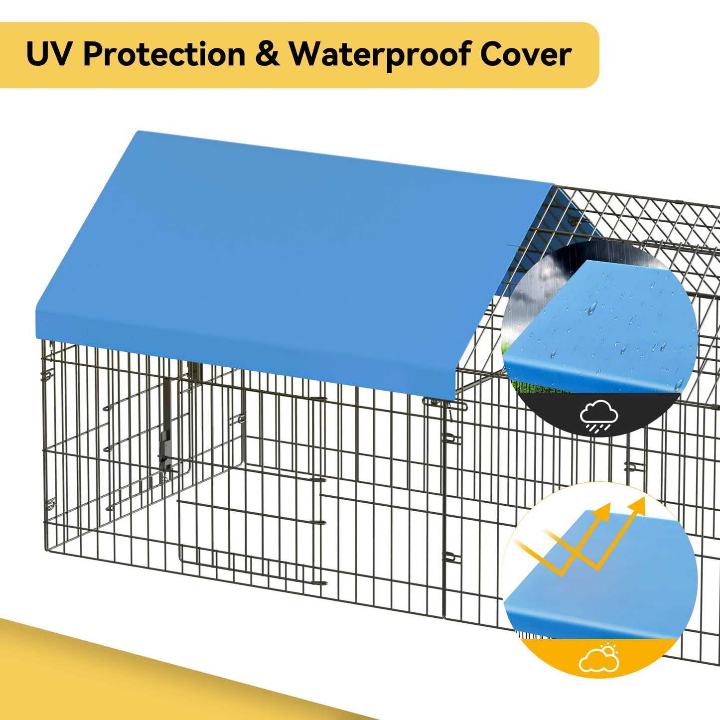 INJOPEXI Metal Chicken Coop 71.7"×30"×31" Chicken Runs for Yard with Cover Chicken Playpen Enclosure Chicken Pen Kennel Duck Coop Cage Hutch Fence for Outdoor Backyard Farm Rabbit Small Animal Poultry