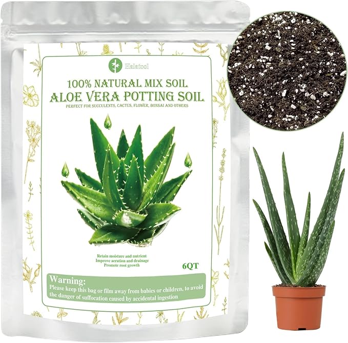 Halatool 6QT Natural Cactus Soil Garden Top Succulent Soil for Houseplants Bonsai Potting Mix Indoor Potting Soil for Aloe Vera Plant Flowers Vegetables & Herbs