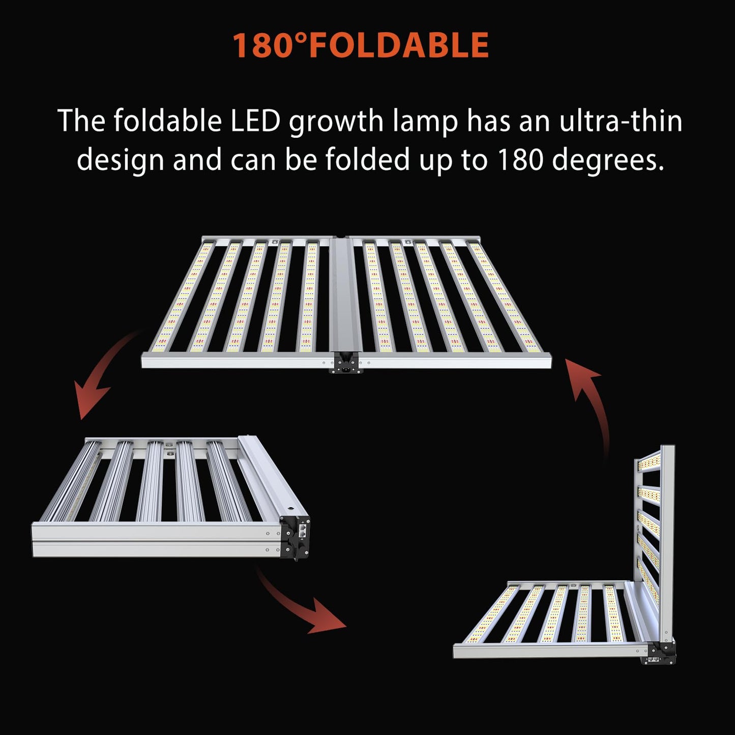 1000W Led Grow Lights, Foldable Full Spectrum Gray Light With LM281B Diodes, 10 Bars Dimmable Daisy Chain Grow Lights, Radiator, 4×4 Ft Core Coverage Commercial Grow Light for Hydroponics