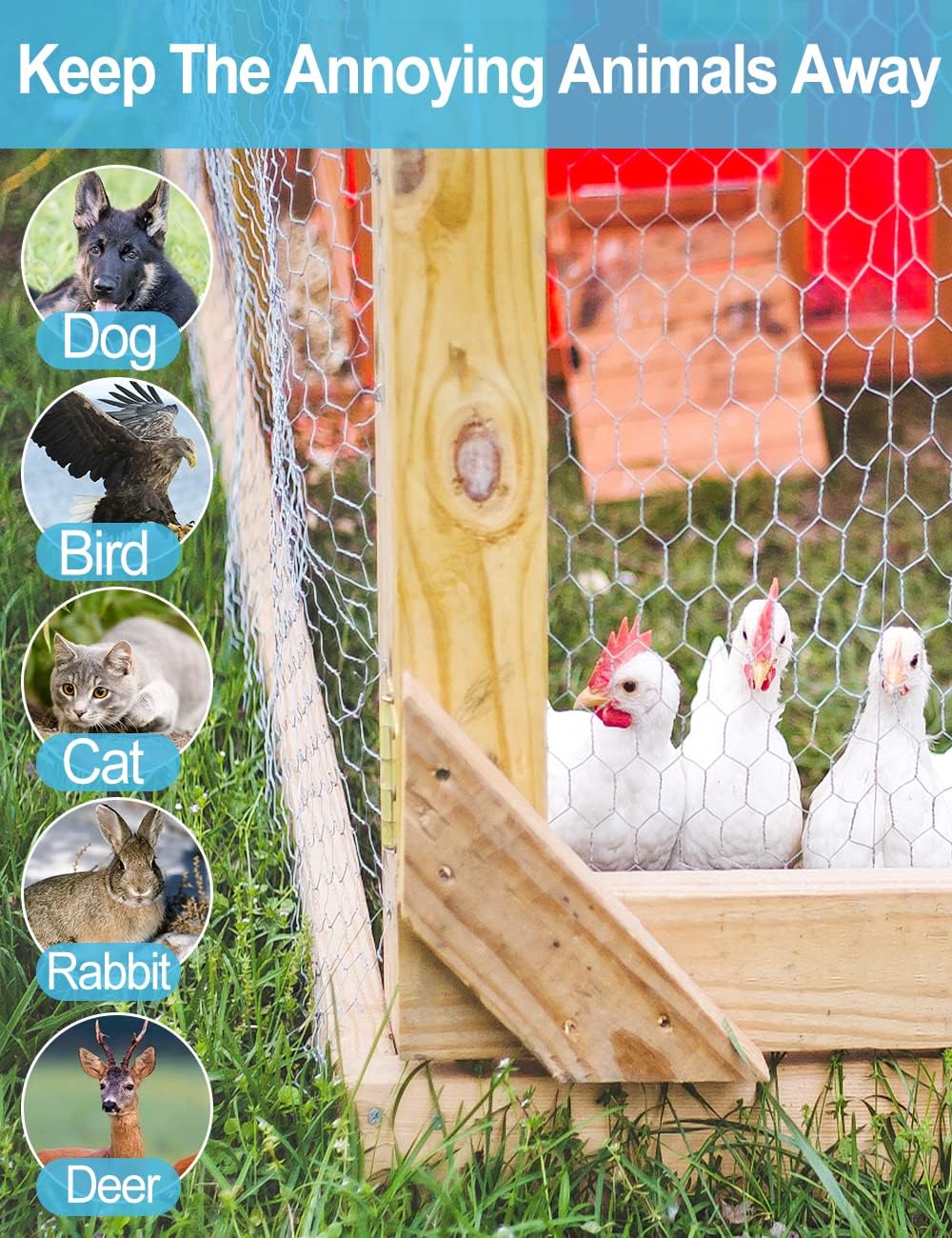 TOYPOPOR Chicken Wire 16'' x 396''(40cm x 10m), Outdoor Anti-Rust Hexagonal Galvanized Chicken Wire Mesh Fencing to Protect Gardening Plants Vegetables Flowers Fruits From Dogs Rabbits Squirrels, 32ft