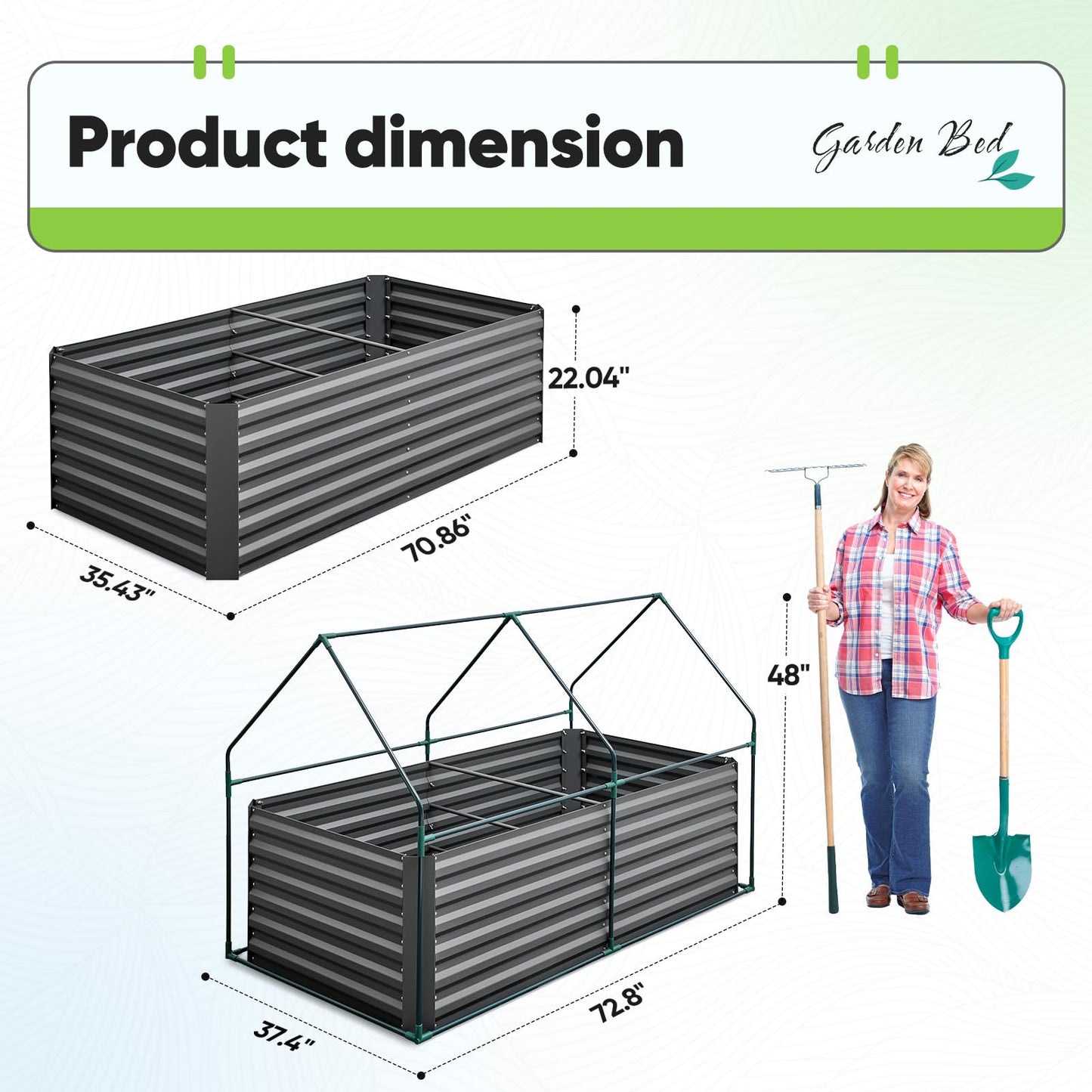 Quictent Raised Garden Bed Galvanized Raised Beds for Gardening Vegetables with Cover 6x3x2 ft Tall Metal Planter Box Outdoor Use (Clear)
