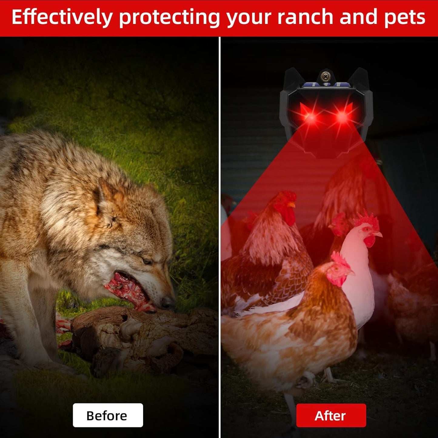 4 Pack Solar Nocturnal Animal Repeller,Predator Lights for Chicken Coop,Racoon Repellent Outdoor Coyote Deterrent Deer Repellent Devices,Effective Predator Deterrent Eyes for Skunk Fox Yard Garden