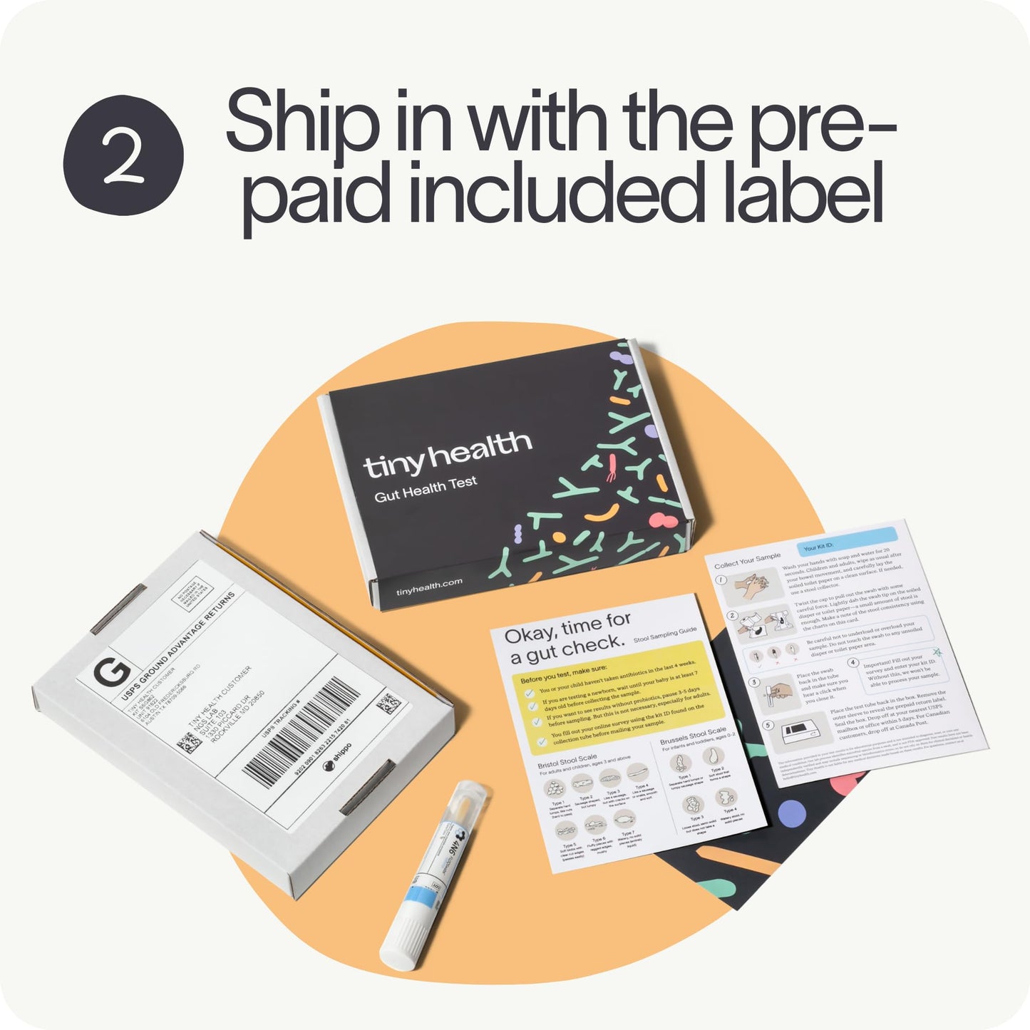 Tiny Health Child Gut Health Test Kit, Fast & Mess-Free at Home with Easy Ship-in Kit, 3-4 Weeks Results, Understand Biomarkers for Health, Expert Insights