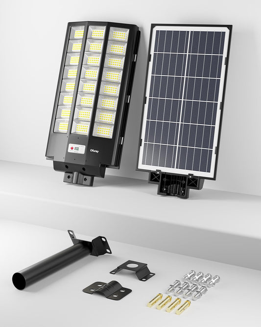 Ofuray Of-8800W Solar Street Lights Outdoor, 6500k Solar Security Flood Parking Lot Lights Dusk to Dawn,IP67 Waterproof Led with Remote Control Motion for Street,Court,Barn