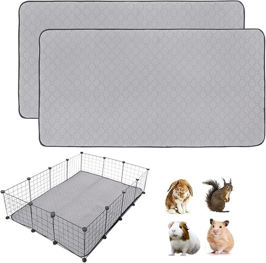 2 Pack Guinea Pig Cage Liners, 42'' X 56'' Washable Guinea Pig Pee Pads, Non Slip Reusable Super Absorbent Guinea Pig Training Mat Bedding Fleece for Small Animals Hamster Rabbit Chinchilla Rat