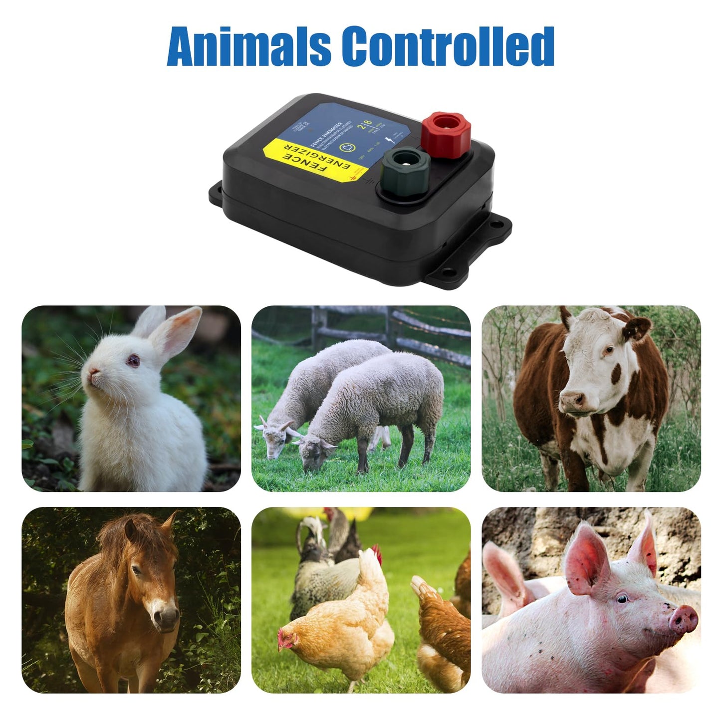 Electric Fence Energizer for Dogs Energizer PE2 0.10 Joule and Spool Aluminum Wire,Livestock Fence Chargers for Containing Dogs, Livestock and Preventing Wild Animals Intruding