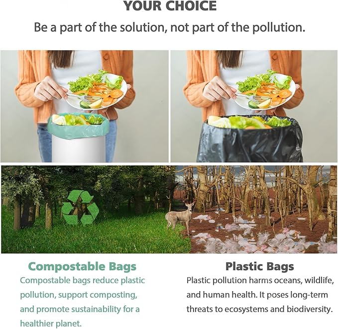 Compostable Trash Bags 1.2 Gallon 150 Packs,AYOTEE Small Compost Bags,Biodegradable Trash Bags Green Are Suitable For 1-2 Gallon And 4-8 Liter Small Trash bags can liner