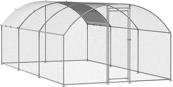 VEVOR Metal Chicken Coop, 19.6 x 9.8 x 6.5 ft Dome-Roof Chicken Run