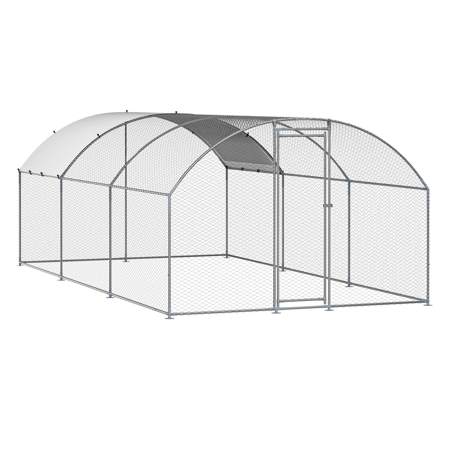 VEVOR Large Metal Chicken Coop with Run, Walkin Chicken Coop for Yard with Waterproof Cover, 6.5 x 9.8 x 6.5 ft, Spire Roof Large Poultry Cage for Hen House, Duck Coop and Rabbit Run