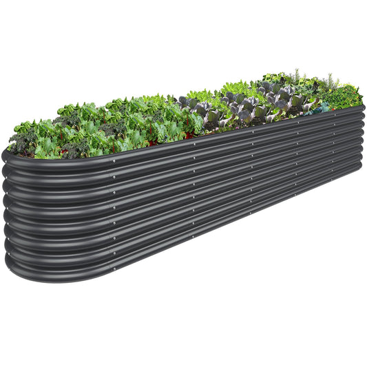 FRIZIONE 12FT(L)×2FT(W)×2FT(H) Raised Garden Bed Outdoor, 12 in 1 Adjustable Raised Garden Beds for Flower, Raised Planter Box Outdoor for Herb, Vegetable-Gray
