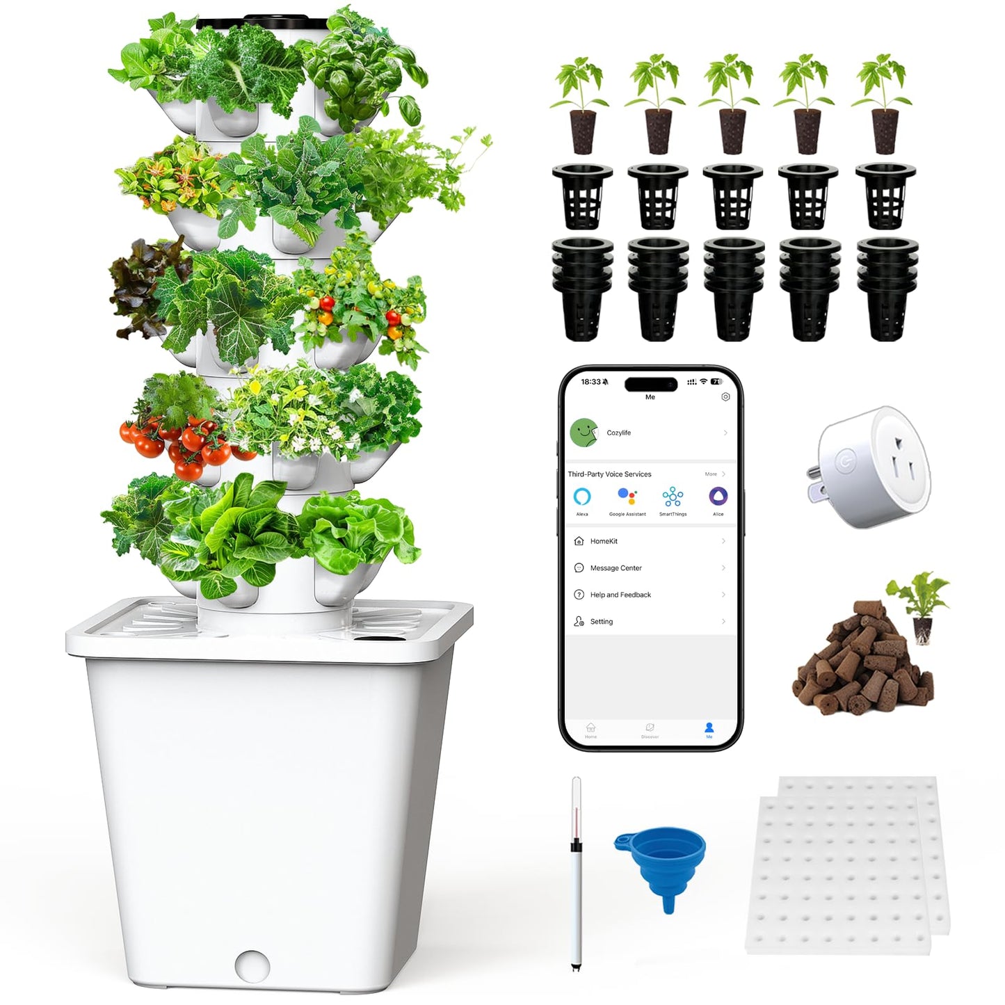 SJZXUV 30 Plant and 25 Plant Smart Hydroponic Growing System Kit