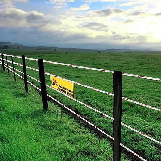 Electric Fence Turbo Wire,6 Braided Copper and stainlee Steel Providing 4X More Conductivity Than polywire,1312Feet Strength 200kg,4mm Diameter, Electric Fence Braided Rope for Horse Fencing