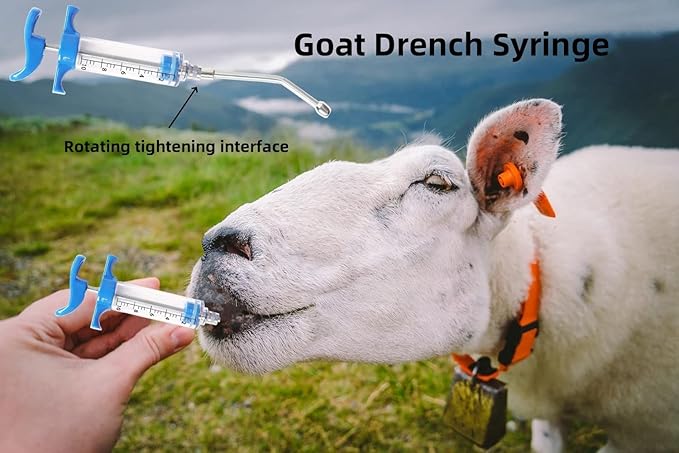 1 Pcs Goats Feed water filler, Drench Nozzle, Reusable, Adjustable Dosage, for Cattle, Sheep, Goats, Horse, Pig, Dog Supplies (Blue 10ml)