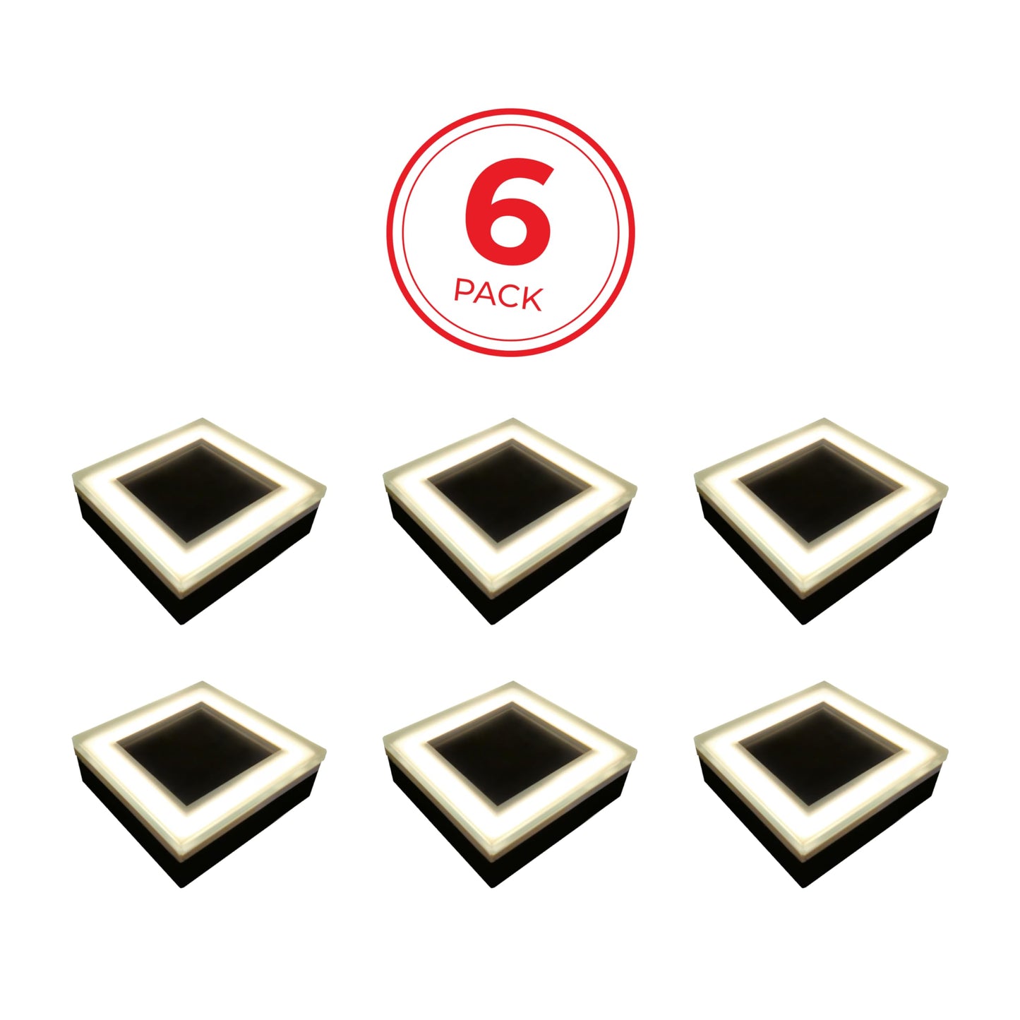 LUMENGY Solar Paver Light 4×4 inch, Up to 12 Hours Continues Lighting, Stainless Steel, Glare-Free Lighting for Driveways & Garden, 2700K Warm White, Waterproof & Drive-Over Rated (6-Packs)