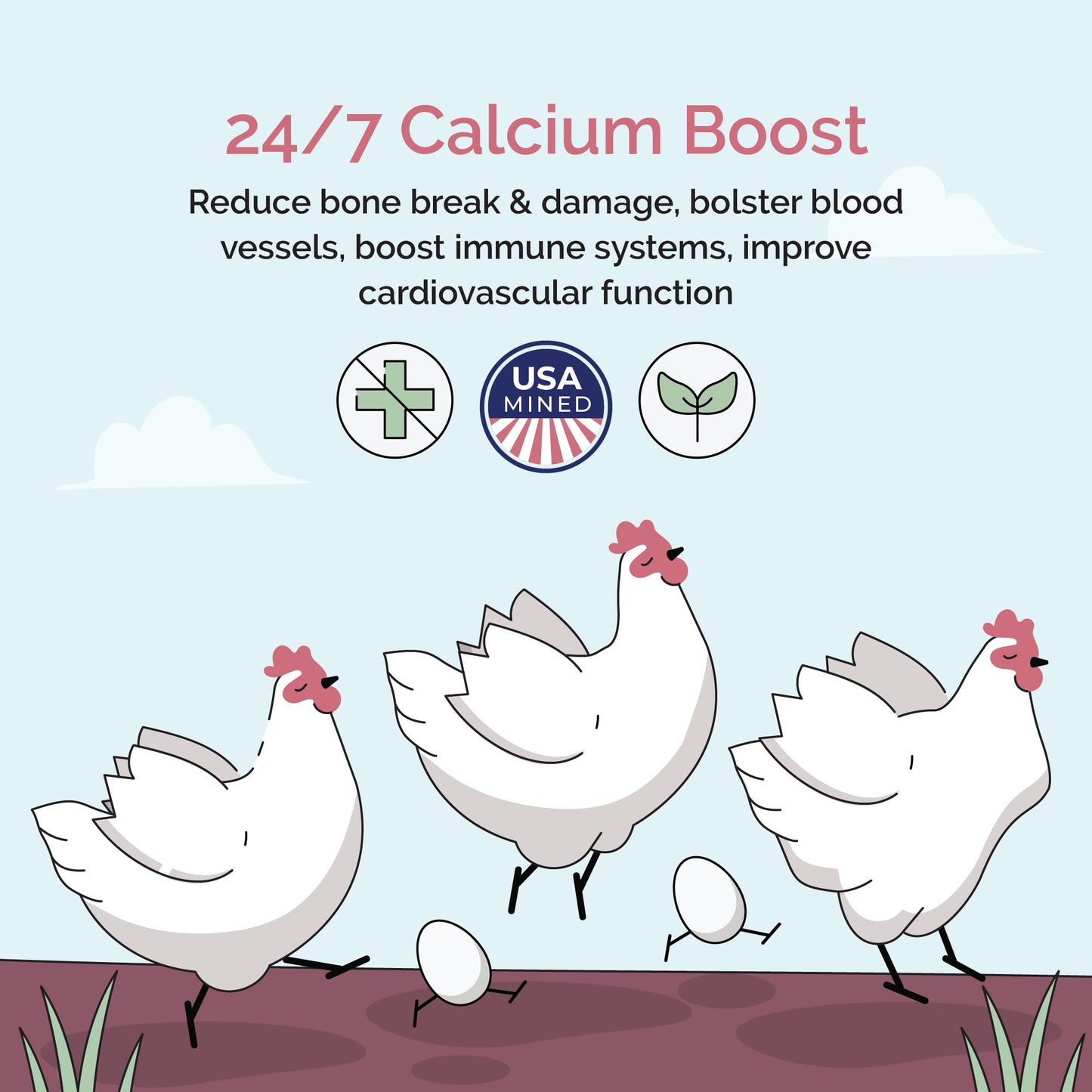 Mile Four Oyster Shell for Chickens - Calcium Supplement for Chickens, 100% Natural Limestone Calcium Carbonate, Strong Eggshell & Bone Booster, 4 lbs