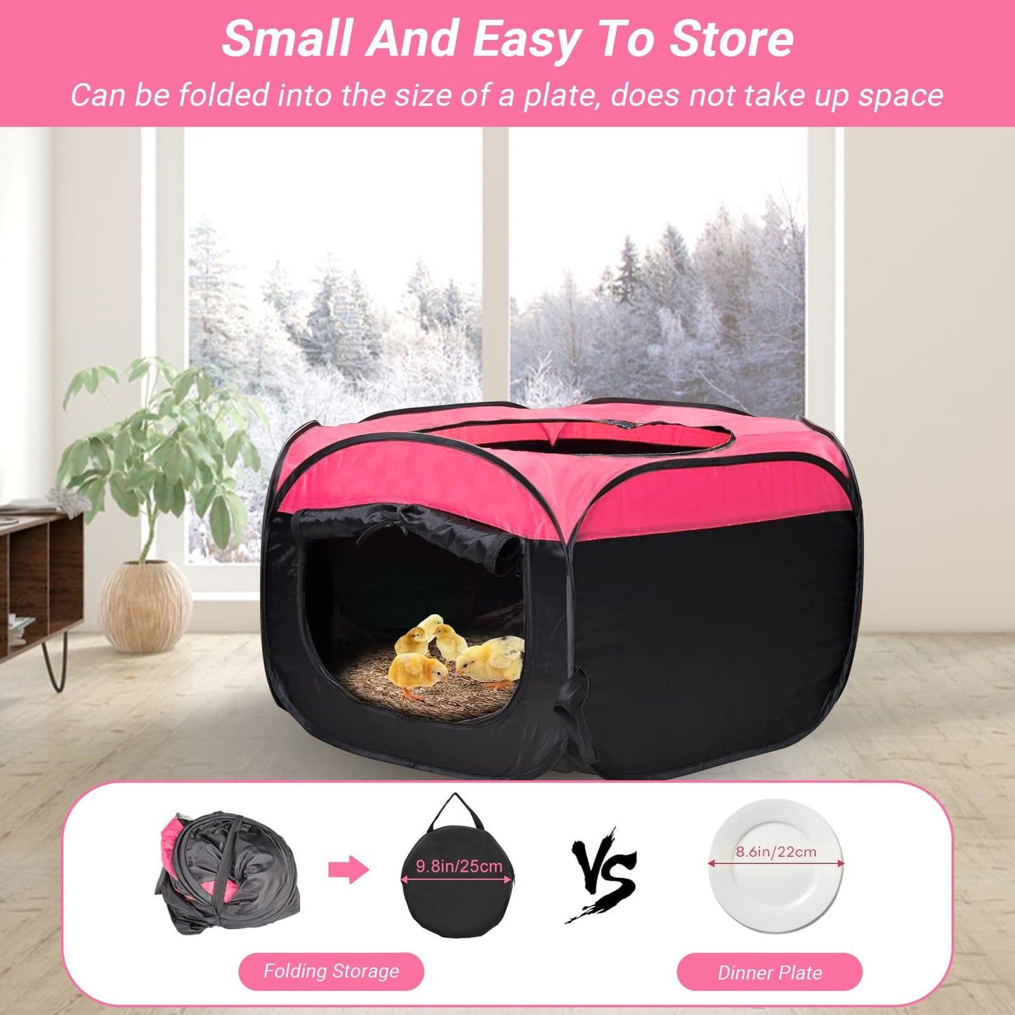 S SUPSCREWS Chicken Brooder Box for Chick Starter Kit,Portable Chick Brooder Pen/Chicken Playpen/Baby Chicken Supplies Brooder Box/Chicken Tent Up to 15 Baby Chick, Duck and Quail