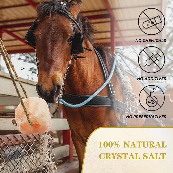 3 Pack Himalayan Salt, Lick Natural Mineral Block Rope Long-Lasting Raw Pink Salt Lick Suitable for Horses, Deer, Cattle, Goats and Other Livestock(10.55-12 LBS)