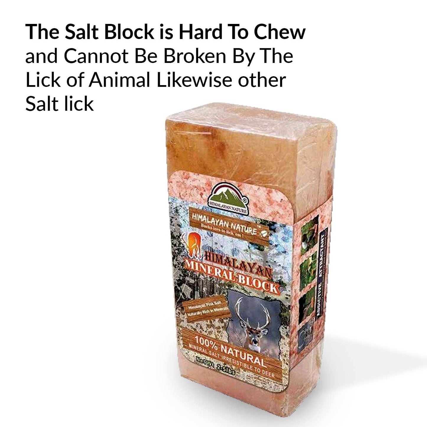 Himalayan Nature 100% Natural Himalayan Rock Deer Salt Licking Block - Animal Licking Mineral Salt Block, Natural Feed Salts Bricks For Deer and Livestock Animals - 5 Lbs, 2x4x8 inch, Pack of 1