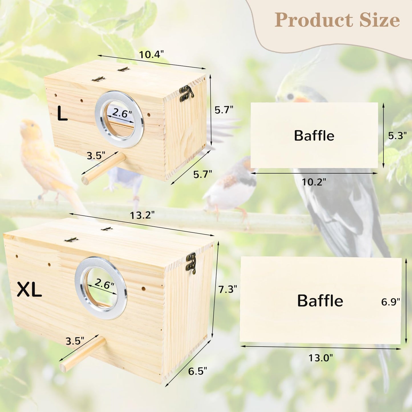 ShuRung Parrot Nesting Box Cockatiel Nesting Box Bird Breeding Box House Handcrafted Wooden Acrylic Transparent Bird Box with Detachable Wooden Board for Parakeets Cockatiel Budgie Conure Parrot XL