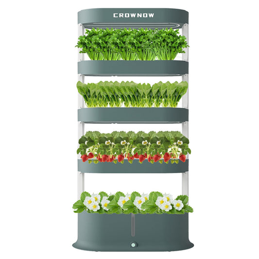 Crownow 80Pods Hydroponics Growing System Kit,5-Layer Large Capacity Hydroponic Tower with LED Grow Light,Indoor Gardening System with Remote Control for Plants Vegetables Herbs