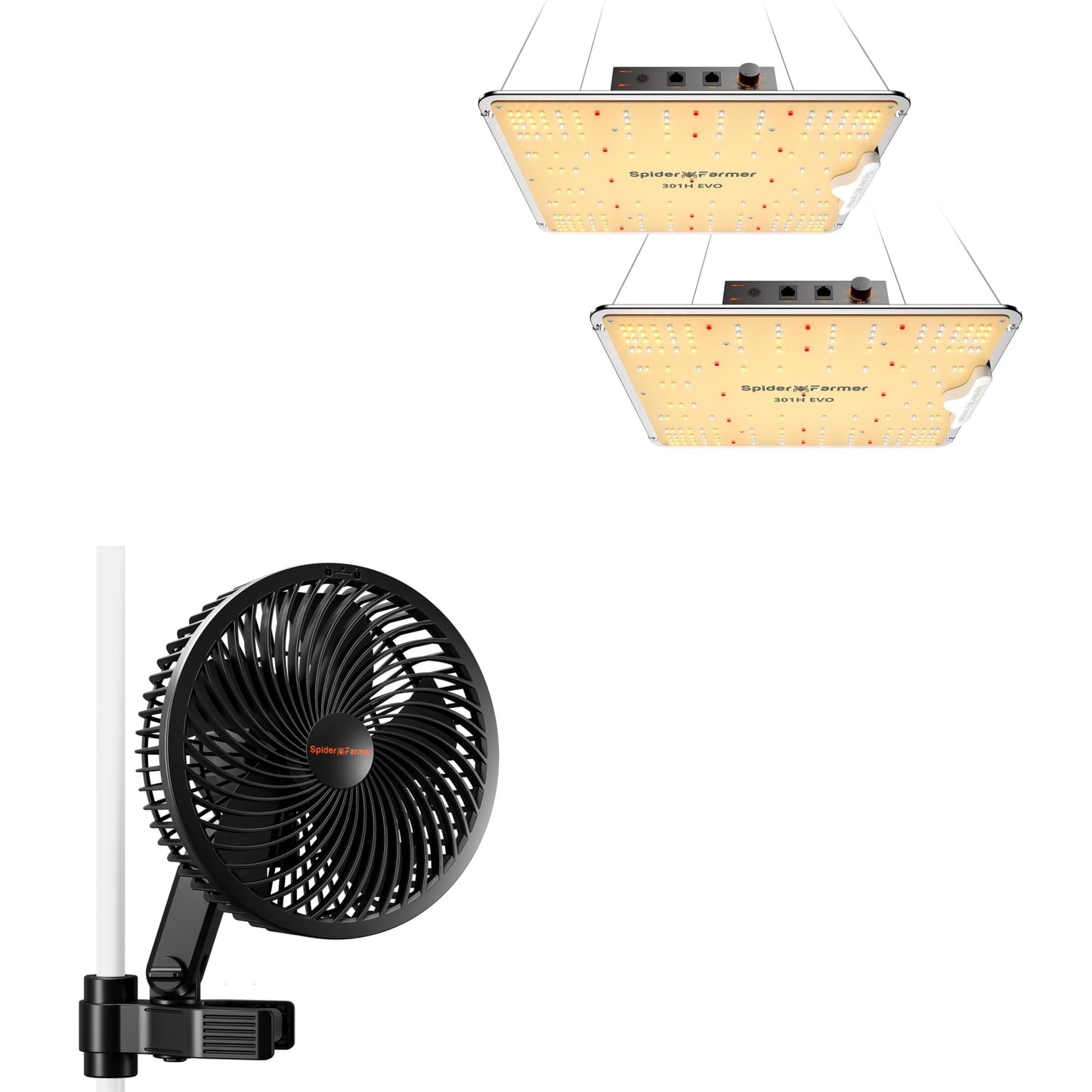 Spider Farmer New Grow Tent Fan 6" and SF1000-2Pack, Samsung LM301H EVO Led Grow Light, Full Spectrum Plant Grow Light