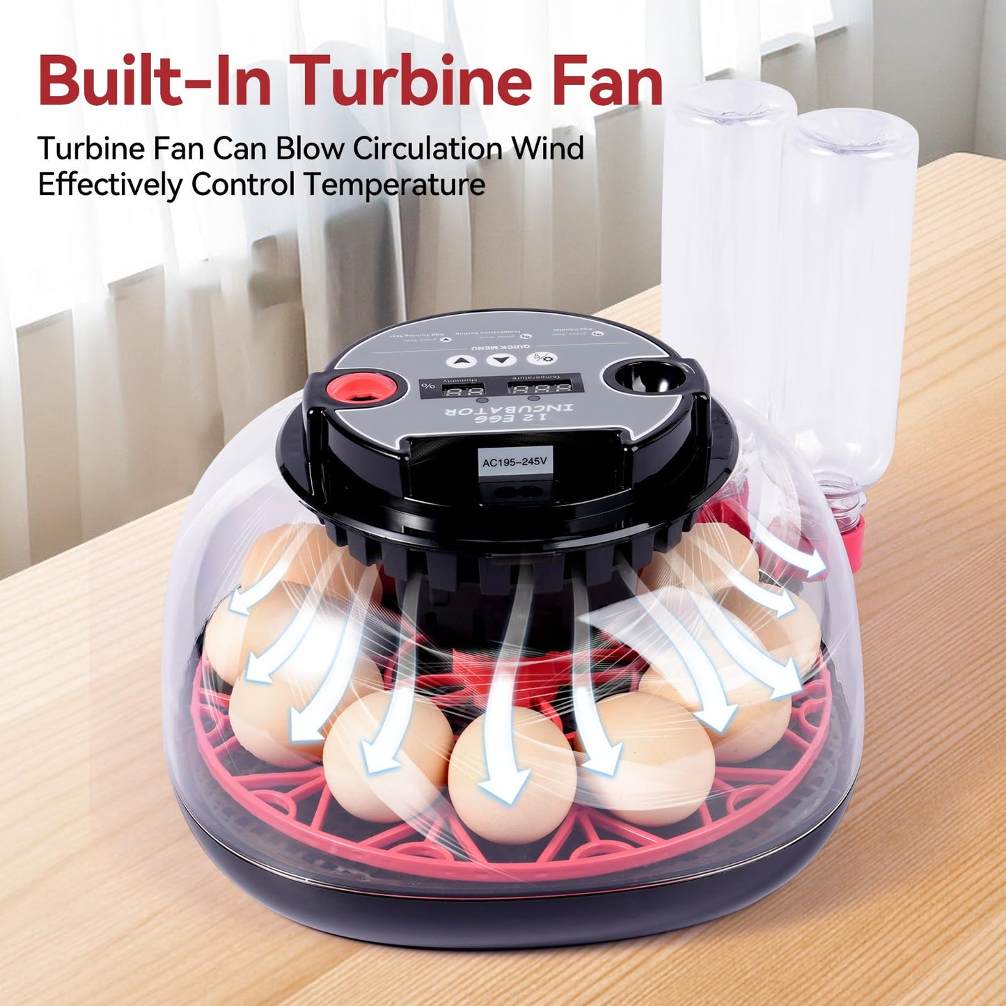 Humorrap 12 Egg Incubators with Temperature and Humidity Control Automatic Eggs Turner Egg Candler for Hatching Chicken