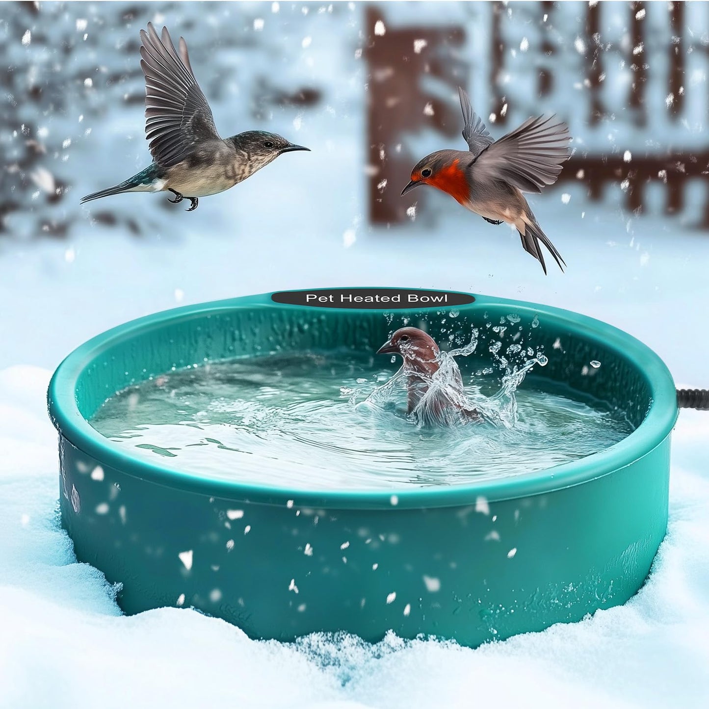 Heated Chicken Waterer, 125OZ Large Capacity Poultry Water Heater for Chicken Coop Hens Turkey Goose Duck Pigeon Poultry Birds Dog Cat Drinker in Winter