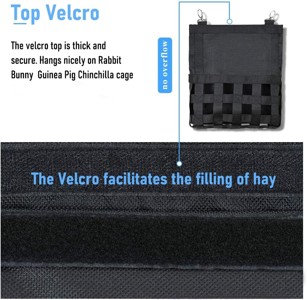 Rabbit Hay Feeder Bag for Bunny, Guinea Pig, Chinchilla - Minimizes Waste, Keeps Hay Fresh and Clean, Saves Space, Keeps Cage Cleaner