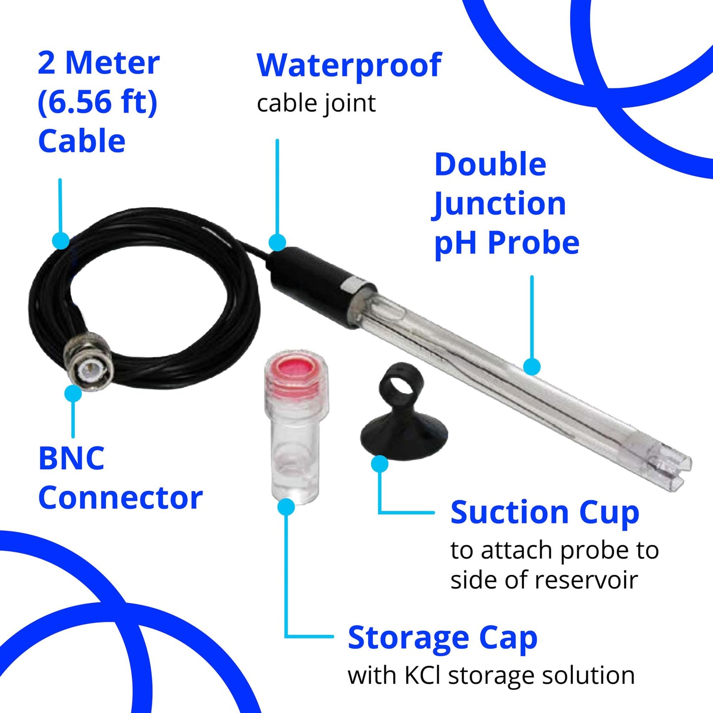 Bluelab PROBPH pH Probe for Water, Replacement Electrode for Meter, Monitor, and Controller with Easy Calibration, Tool for Hydroponic System and Indoor Plant Grow