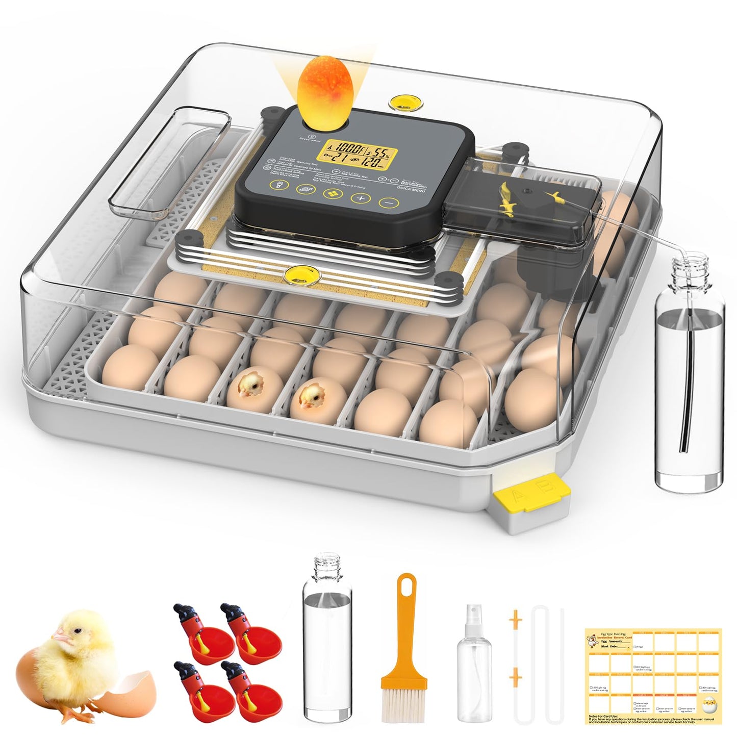 Incubator for Hatching 48 Eggs with Automatic Egg Turning and Humidity Control, Egg Incubator with Temperature, Incubators for Chicken, Ducks, Goose, Quail, Pigeon, Grey