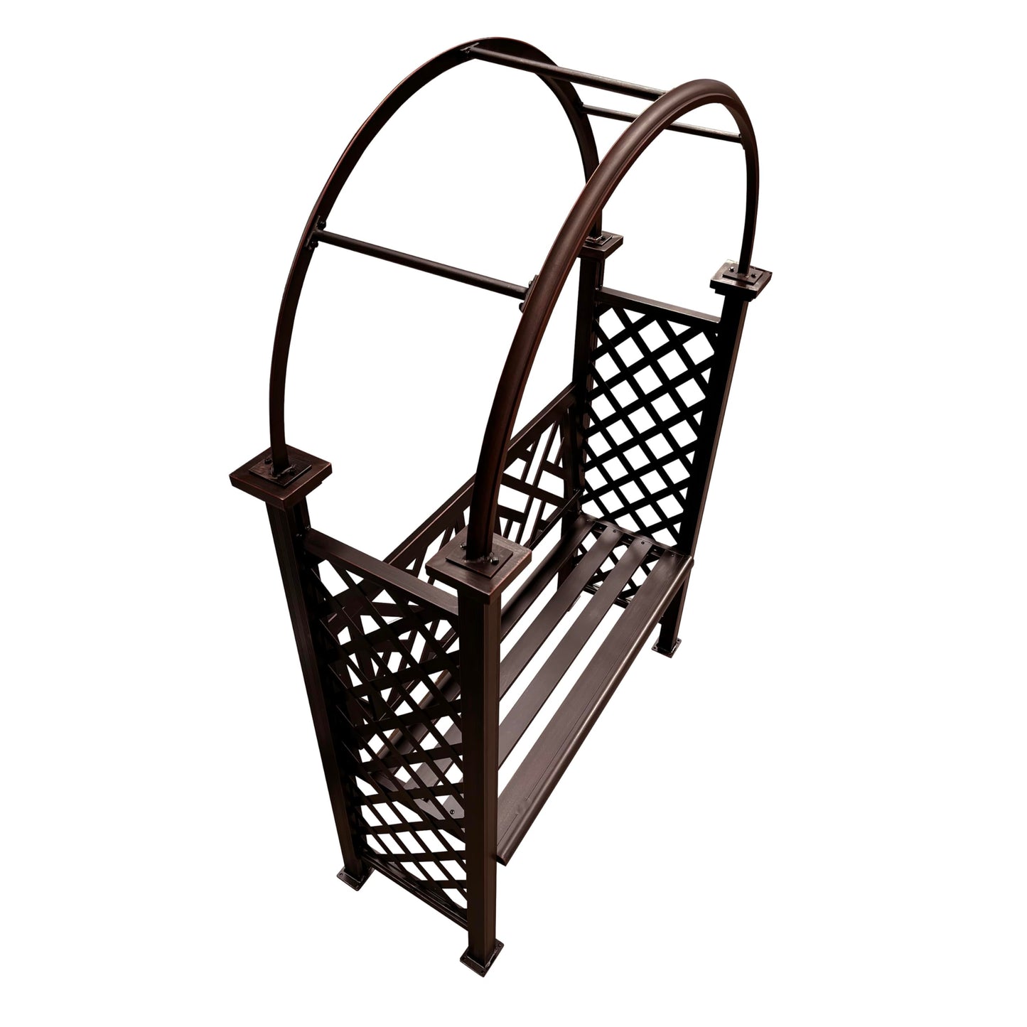 Bronze Aluminum Garden Arbor Arch with 2-Seater Bench